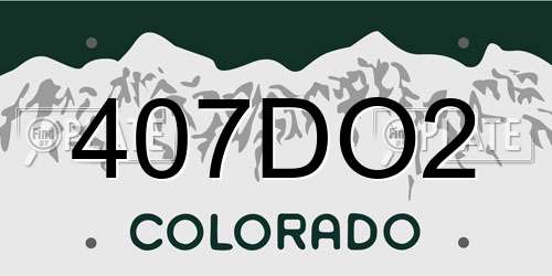 407DO2 Colorado License Plate