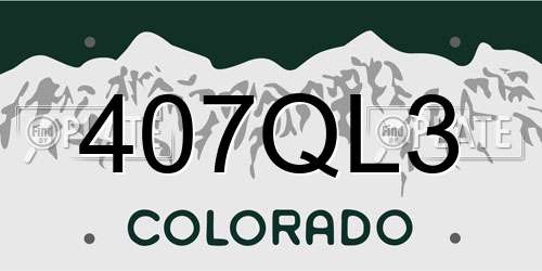 407QL3 Colorado License Plate