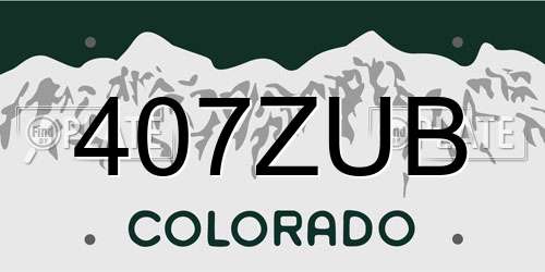 407ZUB Colorado License Plate