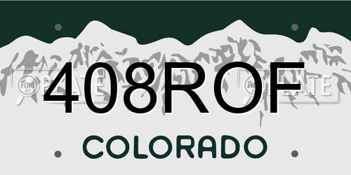 408ROF Colorado License Plate