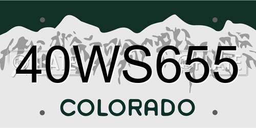 40WS655 Colorado License Plate