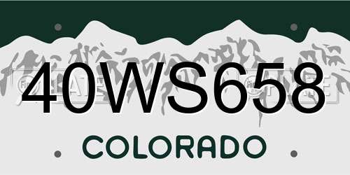 40WS658 Colorado License Plate