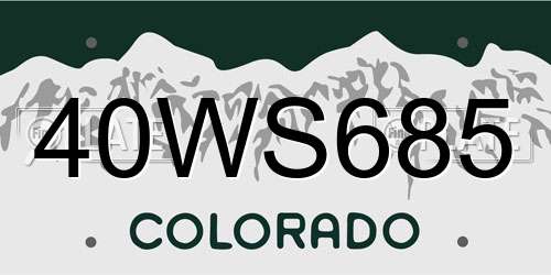 40WS685 Colorado License Plate