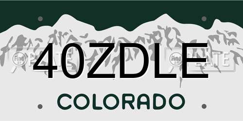 40ZDLE Colorado License Plate