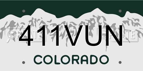 411VUN Colorado License Plate