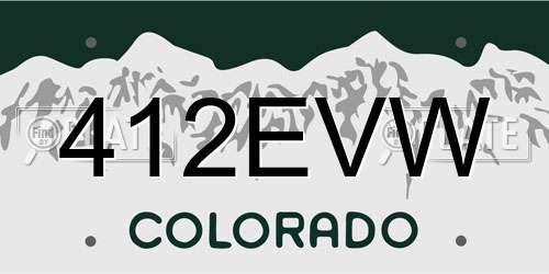 412EVW Colorado License Plate