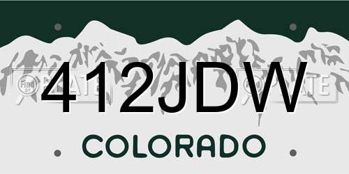 412JDW Colorado License Plate