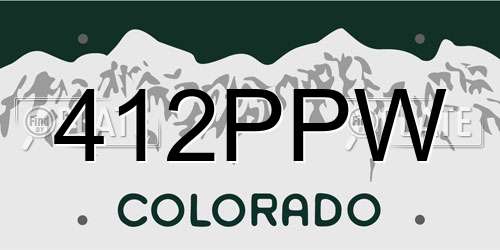 412PPW Colorado License Plate
