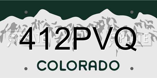 412PVQ Colorado License Plate