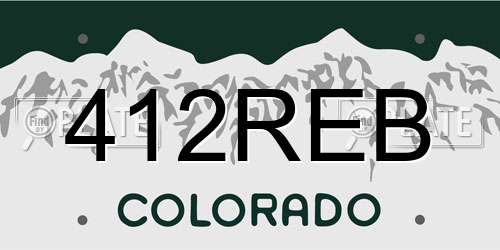 412REB Colorado License Plate