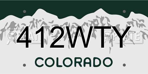 412WTY Colorado License Plate