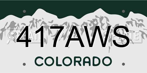 417AWS Colorado License Plate