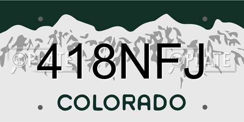 418NFJ Colorado License Plate