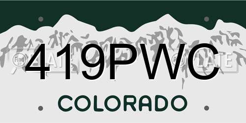 419PWC Colorado License Plate
