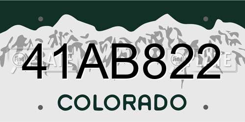 41AB822 Colorado License Plate