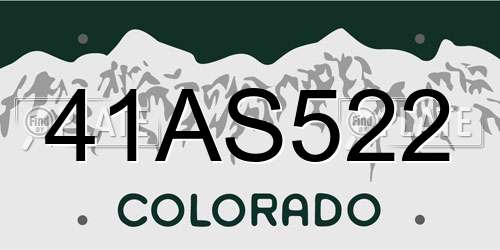41AS522 Colorado License Plate