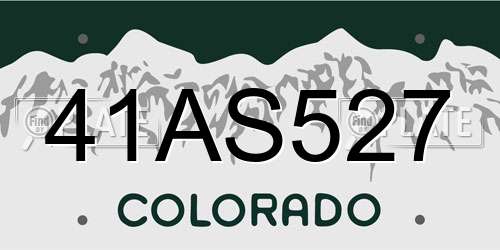 41AS527 Colorado License Plate