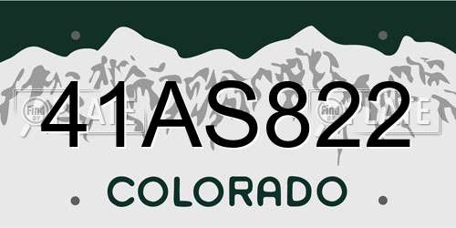 41AS822 Colorado License Plate