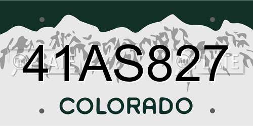 41AS827 Colorado License Plate