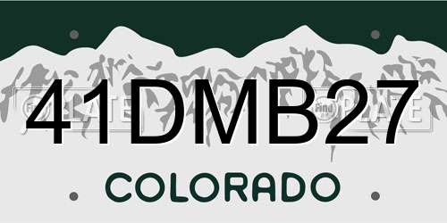 41DMB27 Colorado License Plate