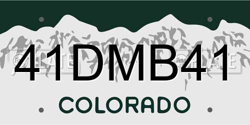 41DMB41 Colorado License Plate