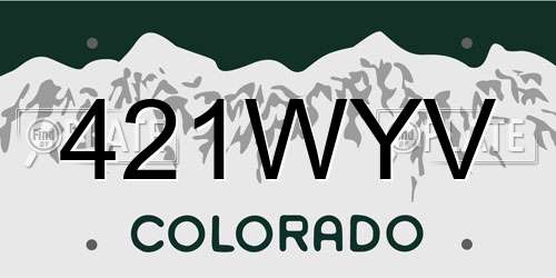 421WYV Colorado License Plate