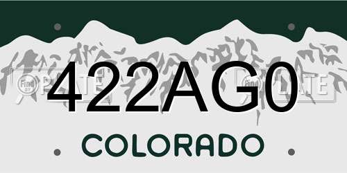 422AG0 Colorado License Plate