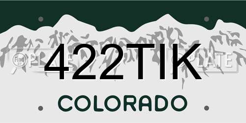 422TIK Colorado License Plate