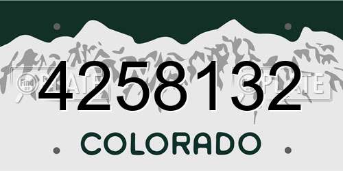 4258132 Colorado License Plate