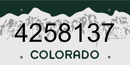 4258137 Colorado License Plate