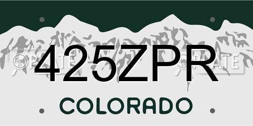 425ZPR Colorado License Plate
