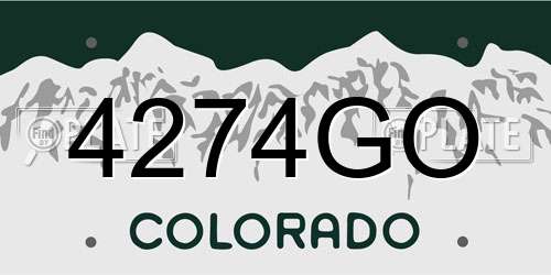 4274GO Colorado License Plate