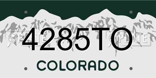 4285TO Colorado License Plate