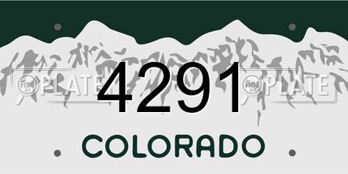 4291 Colorado License Plate