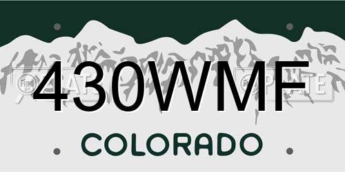 430WMF Colorado License Plate