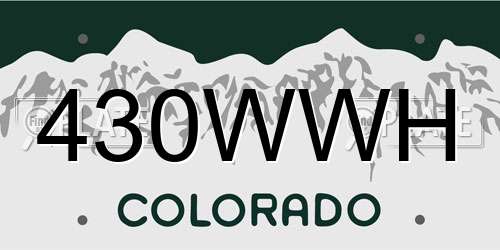 430WWH Colorado License Plate