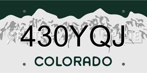 430YQJ Colorado License Plate