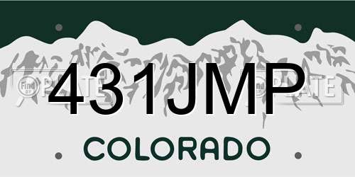 431JMP Colorado License Plate