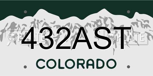 432AST Colorado License Plate