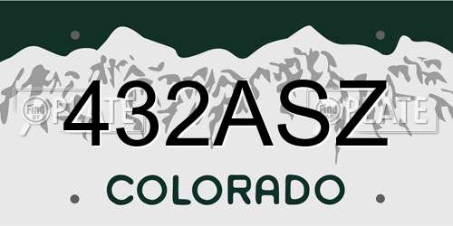 432ASZ Colorado License Plate