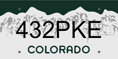 432PKE Colorado License Plate