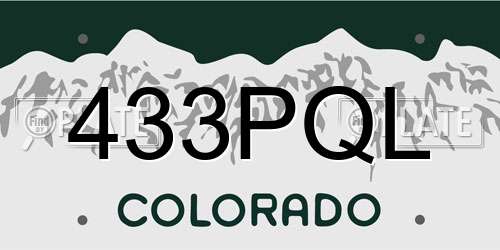 433PQL Colorado License Plate