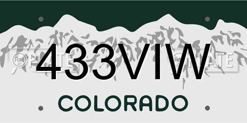 433VIW Colorado License Plate