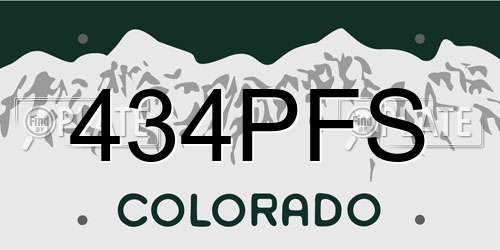 434PFS Colorado License Plate