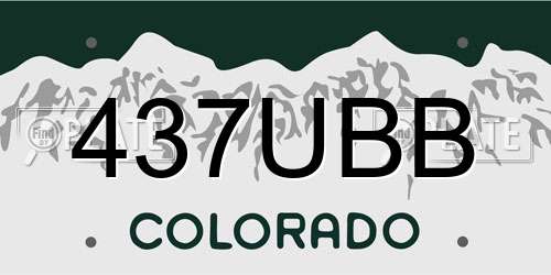 437UBB Colorado License Plate