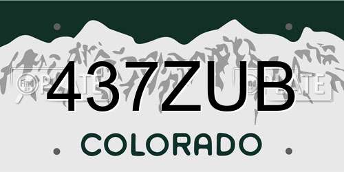 437ZUB Colorado License Plate