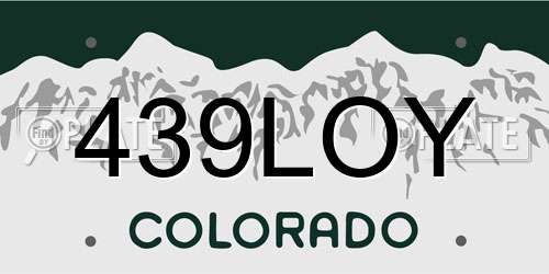 439LOY Colorado License Plate