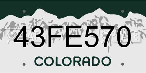 43FE570 Colorado License Plate