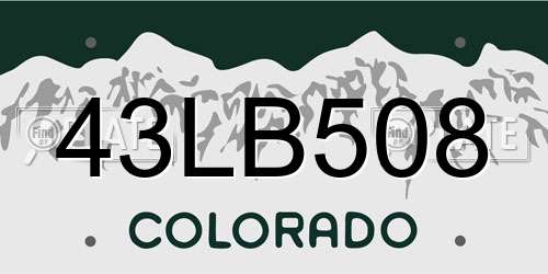 43LB508 Colorado License Plate