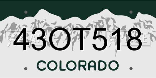 43OT518 Colorado License Plate